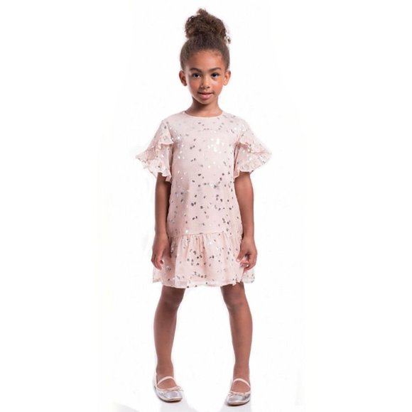 NEW Imoga Girls Party Dress Blush Pink Chiffon Silver 812 Spring